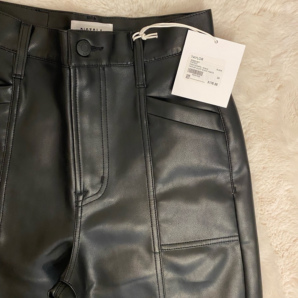 PISTOLA Taylor High Rise Faux Leather Straight Leg - Picture 4 of 13